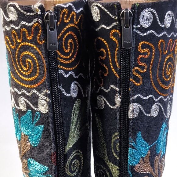 DEMIR FLORAL EMBROIDERED Heeled BOOT Womens Size 36 | US 6 - Picture 9 of 11